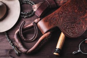 Tahoe Tack Frontal western en cuir à double couture (huile moyenne, poney